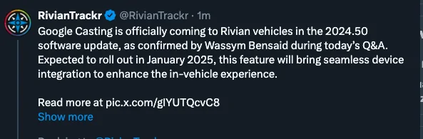 Rivian R1T R1S Google Casting Update is Coming! 1732132645109-tk