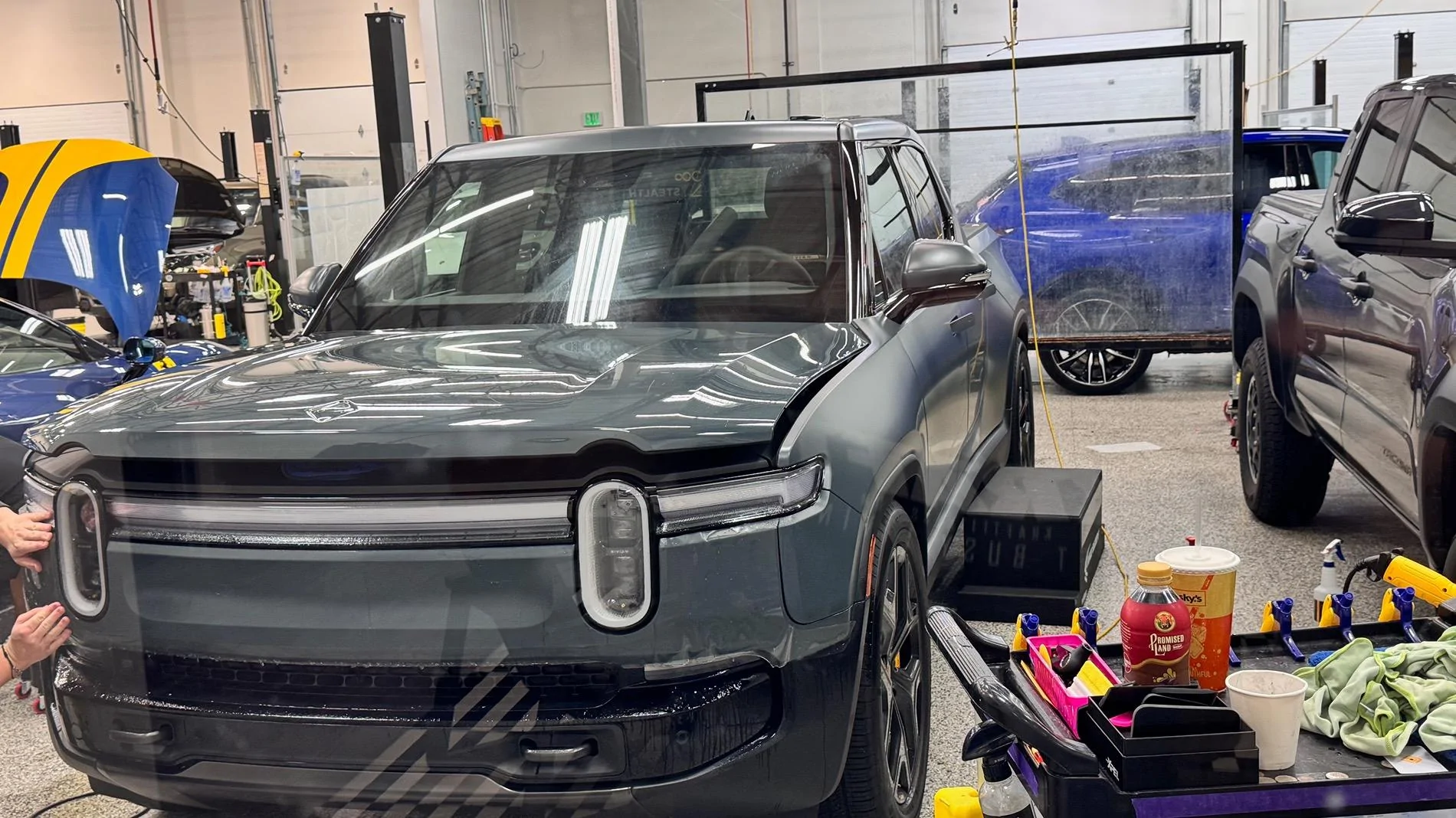 Rivian R1T R1S Storm Blue wrapped in XPEL Stealth PPF -- photos IMG_1148