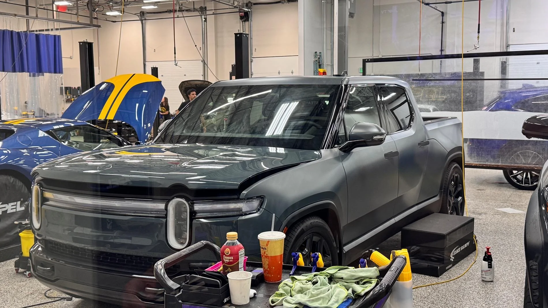 Rivian R1T R1S Storm Blue wrapped in XPEL Stealth PPF -- photos IMG_1146