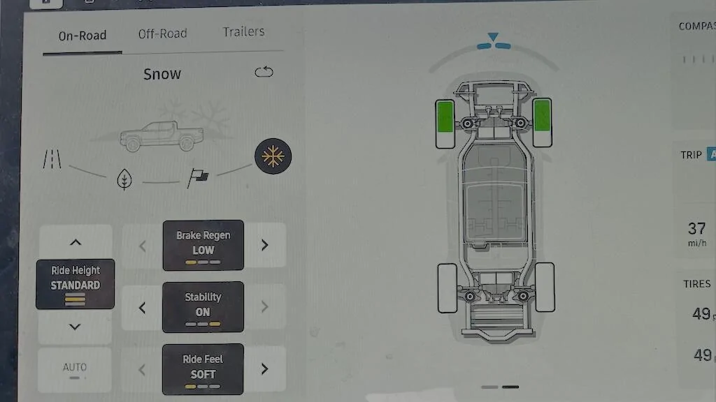 Rivian R1T R1S Snow Mode--still too much regenerative braking 1732553754218-h
