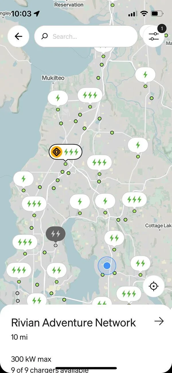 Rivian R1T R1S RAN Rivian Charging Stations Locations Map via Google Maps IMG_2789