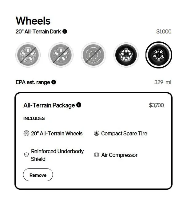 Rivian R1T R1S Range Against the Machine¹ - Rivian OEM Wheels, Tires, and Range Considered All-Terrain Packag