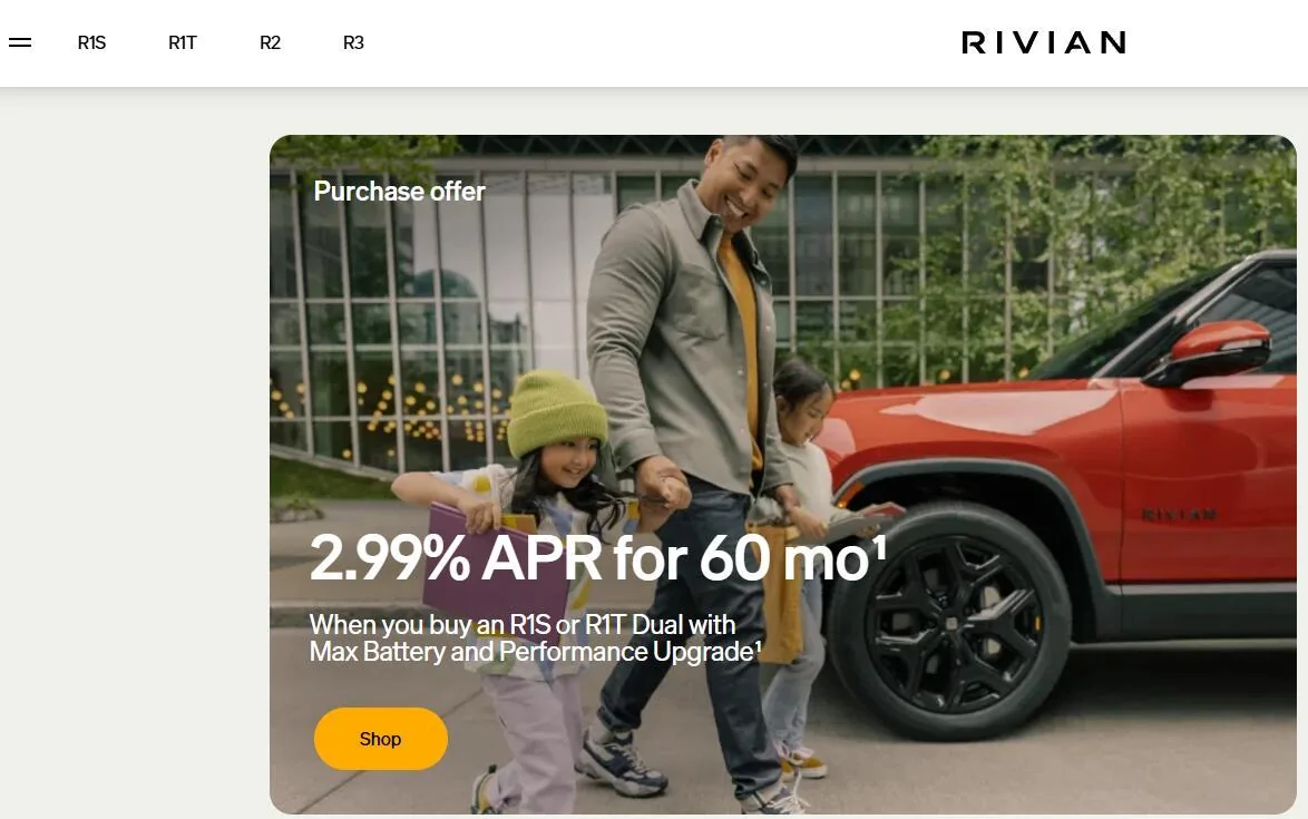 Rivian R1T R1S 2.99% financing on new Rivians 1733353910089-p9
