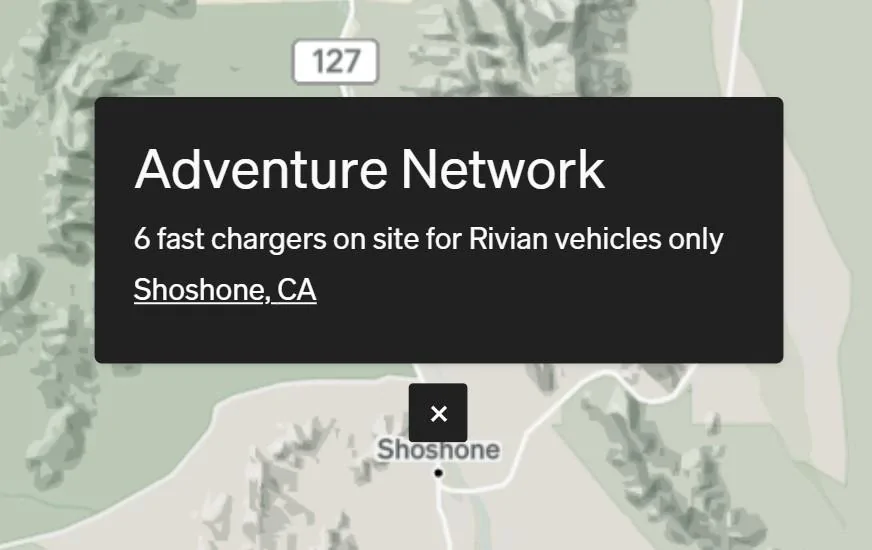 Rivian R1T R1S RAN Rivian Charging Stations Locations Map via Google Maps Shoshon