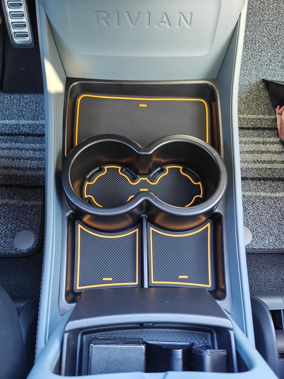 Rivian R1T R1S Console drawer won’t open with BestEVmod cup holder R1S-Gen2_storage-3