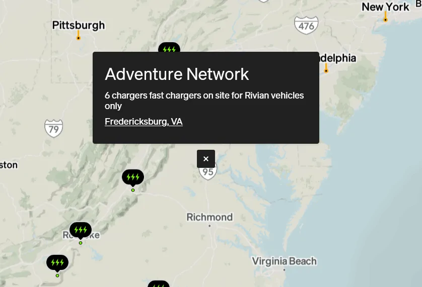 Rivian R1T R1S RAN Rivian Charging Stations Locations Map via Google Maps 1733839831380-u
