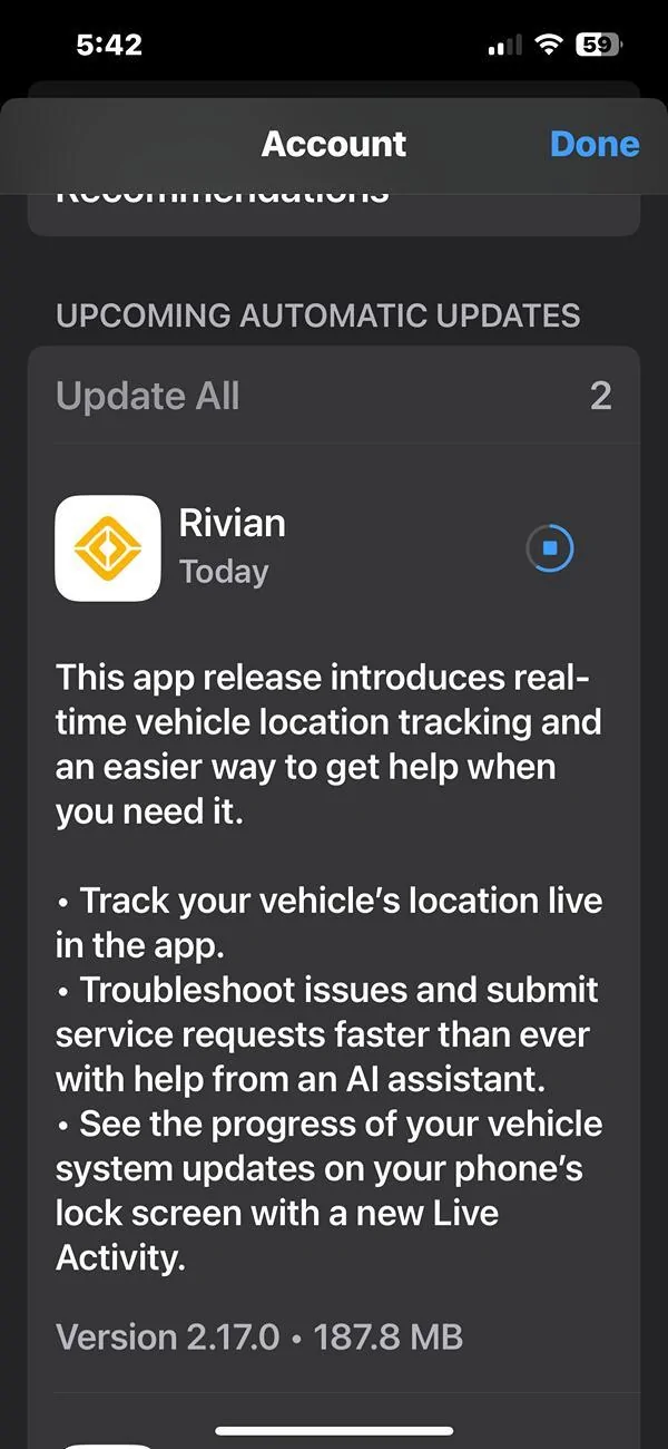 Rivian R1T R1S Mobile app update for iOS & Android is available IMG_2634