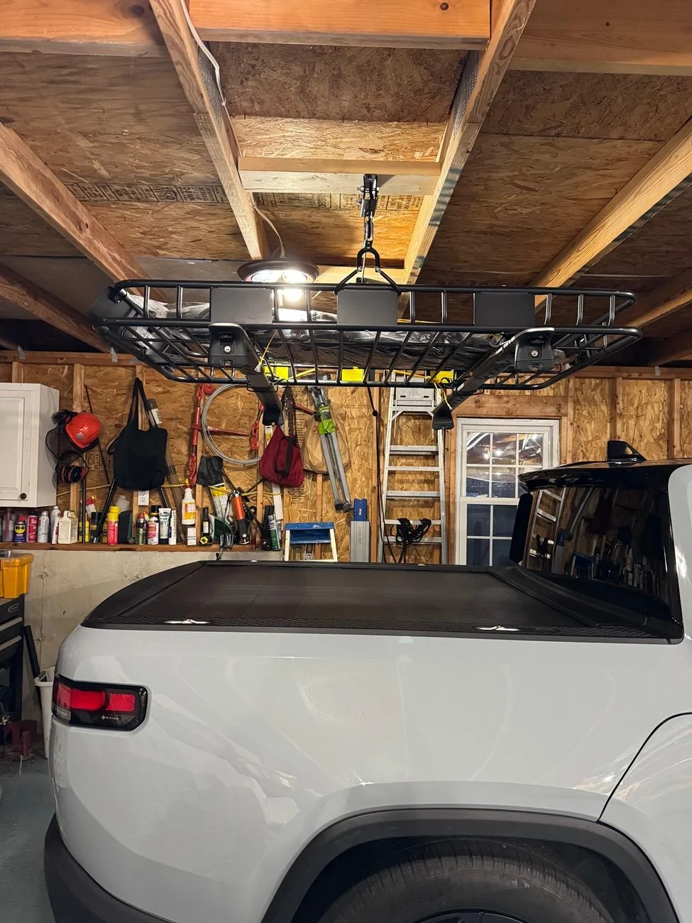 Rivian R1T R1S Installed a Garage Hoist for Rooftop Tent Removal IMG_1608