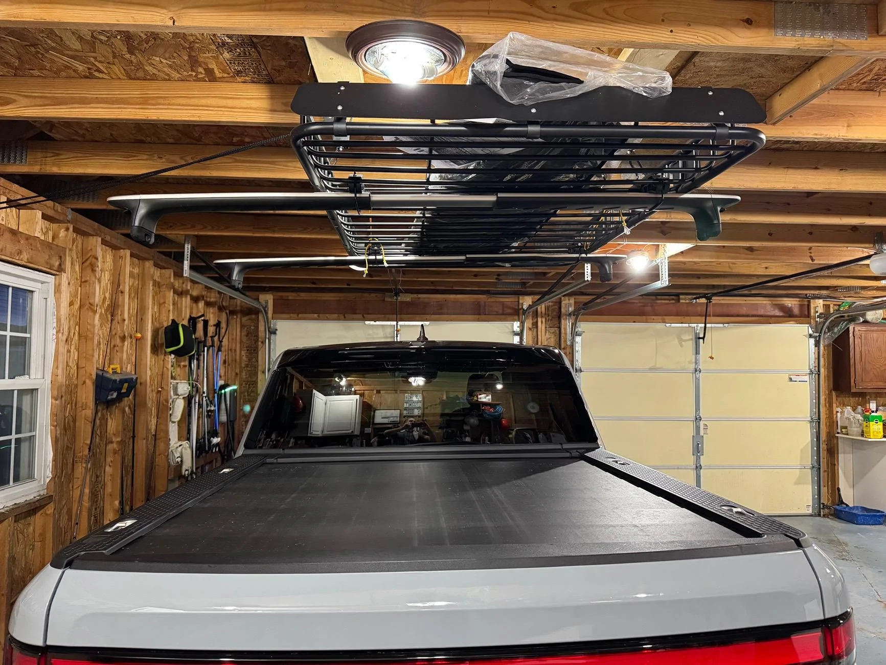 Rivian R1T R1S Installed a Garage Hoist for Rooftop Tent Removal IMG_1609