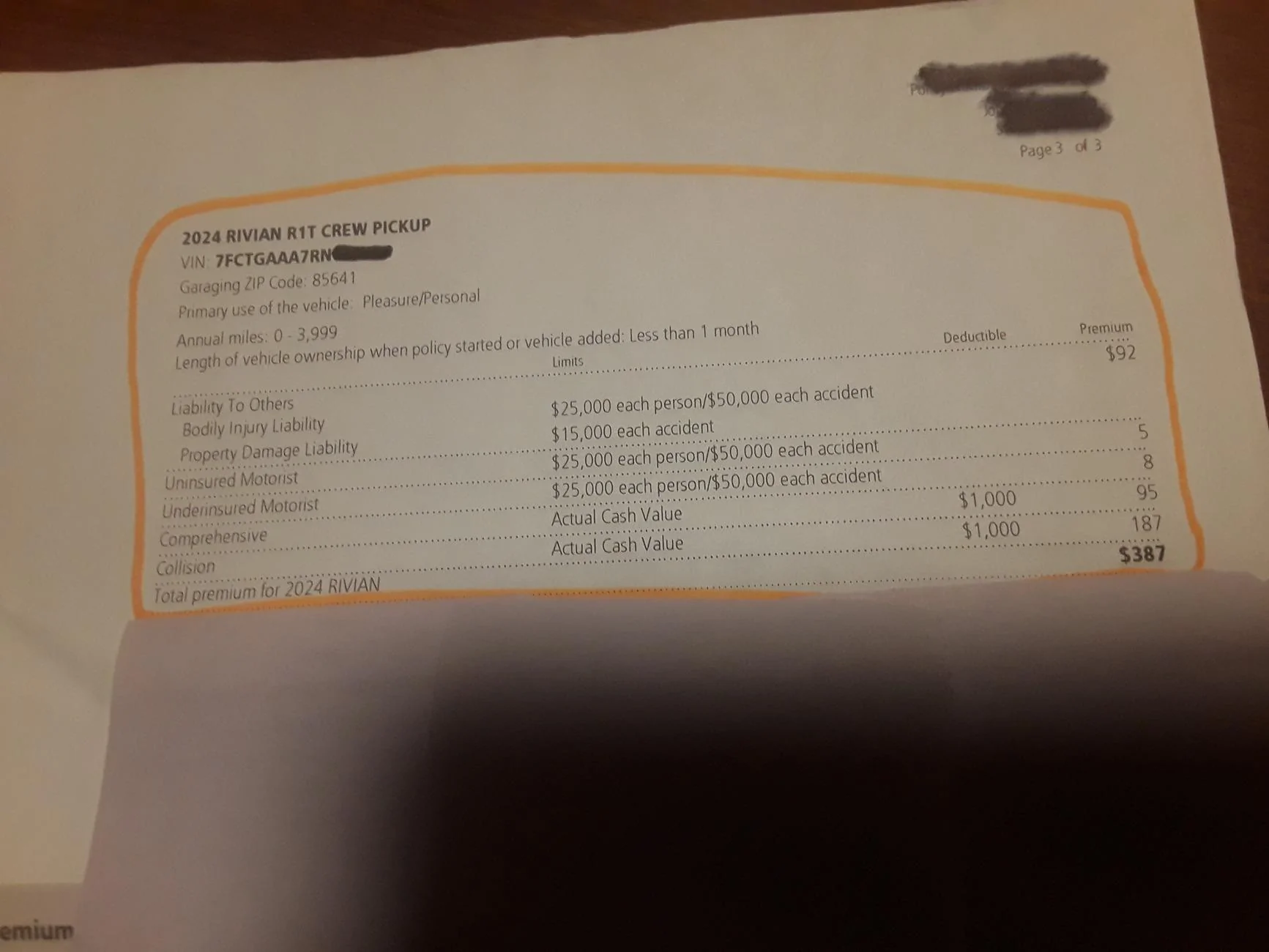 Rivian R1T R1S CA insurance renewal skyrocketed 20241216_232711