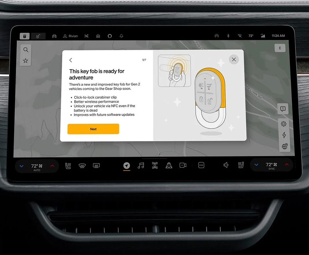 Rivian R1T R1S Update this week! Christmas treat, Youtube, Google Cast, Sirius XM, Pandora, Enhanced Lane Change, Scheduled Drive, Gen 2 KeyFob enhancement & fixes! Ge8mLAoX0AAWIX9
