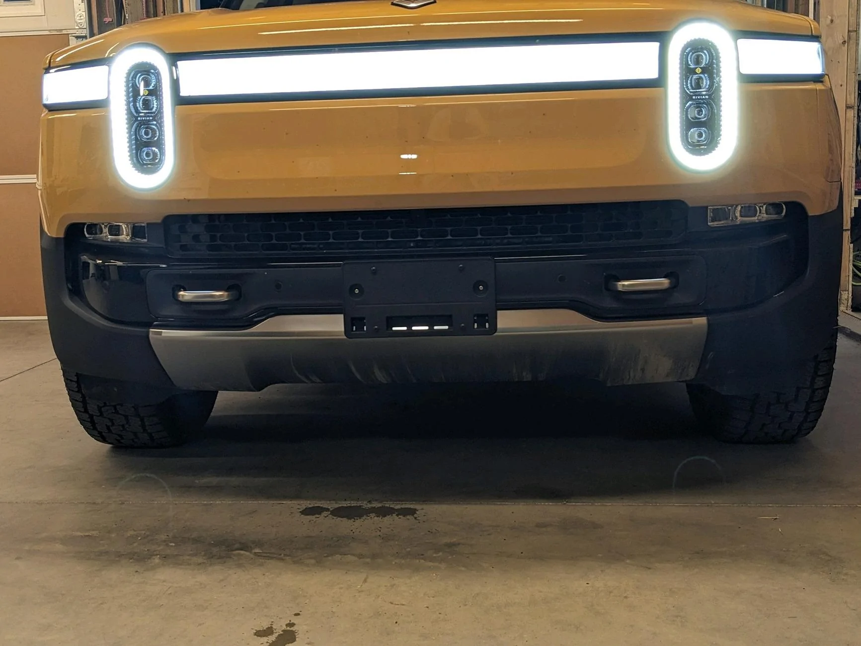 Rivian R1T R1S Matte Saffron Yellow Wrap R1S frontofR1T