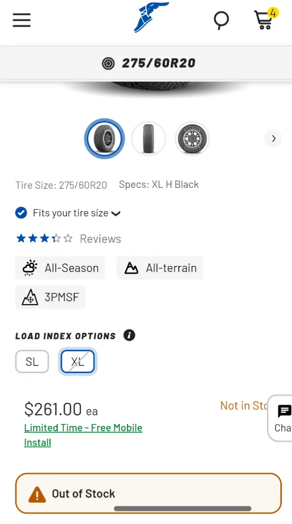 Rivian R1T R1S Goodyear Territory AT 275/60/20 Factory AT tires + saving $ 1000001754