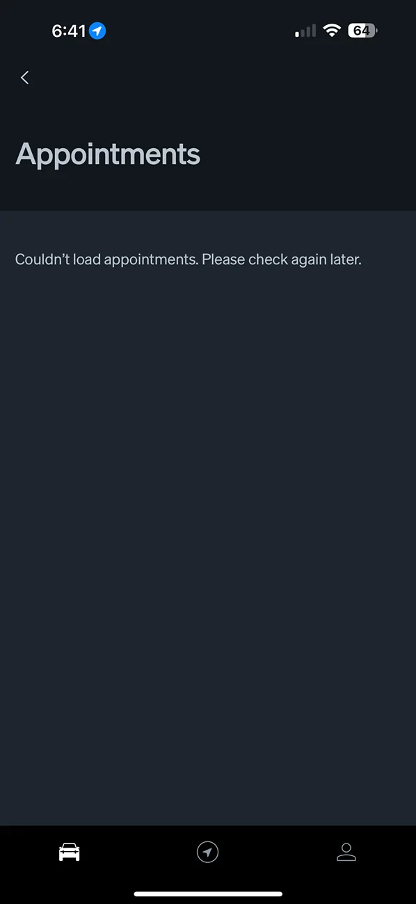 Rivian R1T R1S Rivian App - Couldn’t Load Appts IMG_1957