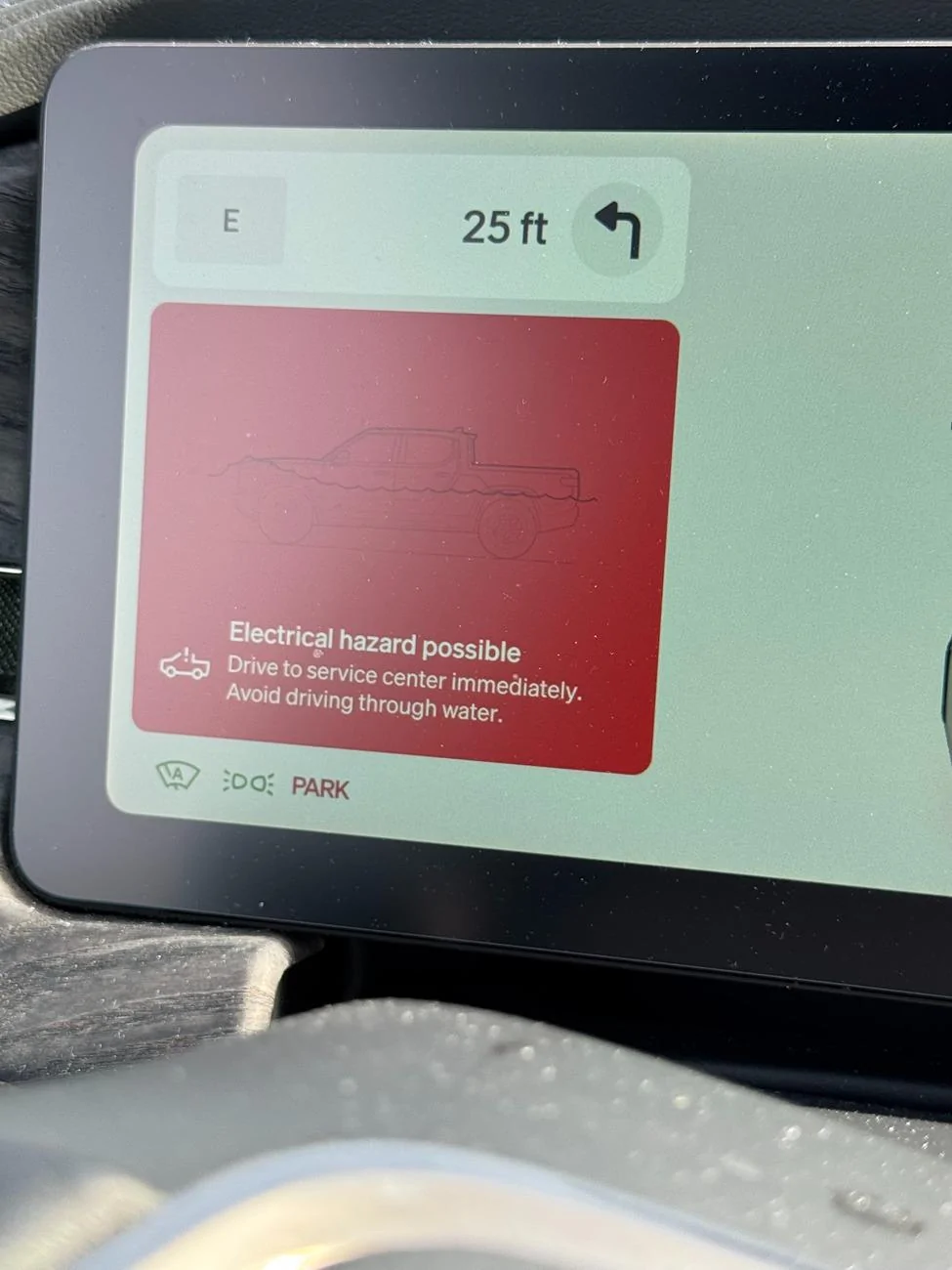 Rivian R1T R1S Electrical Hazard Possible warning Electrical Fault 