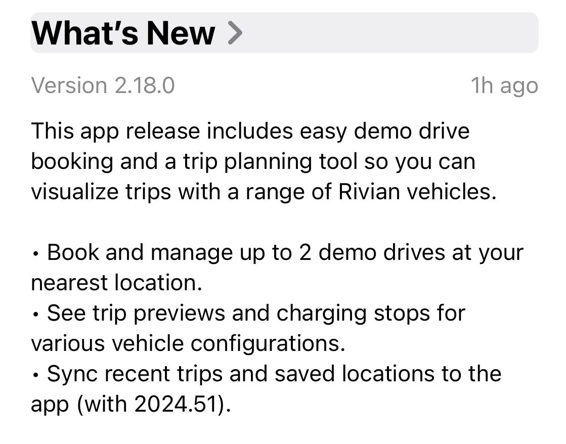 Rivian R1T R1S iOS App v2.18.0 and Android 2.18 Released IMG_1669