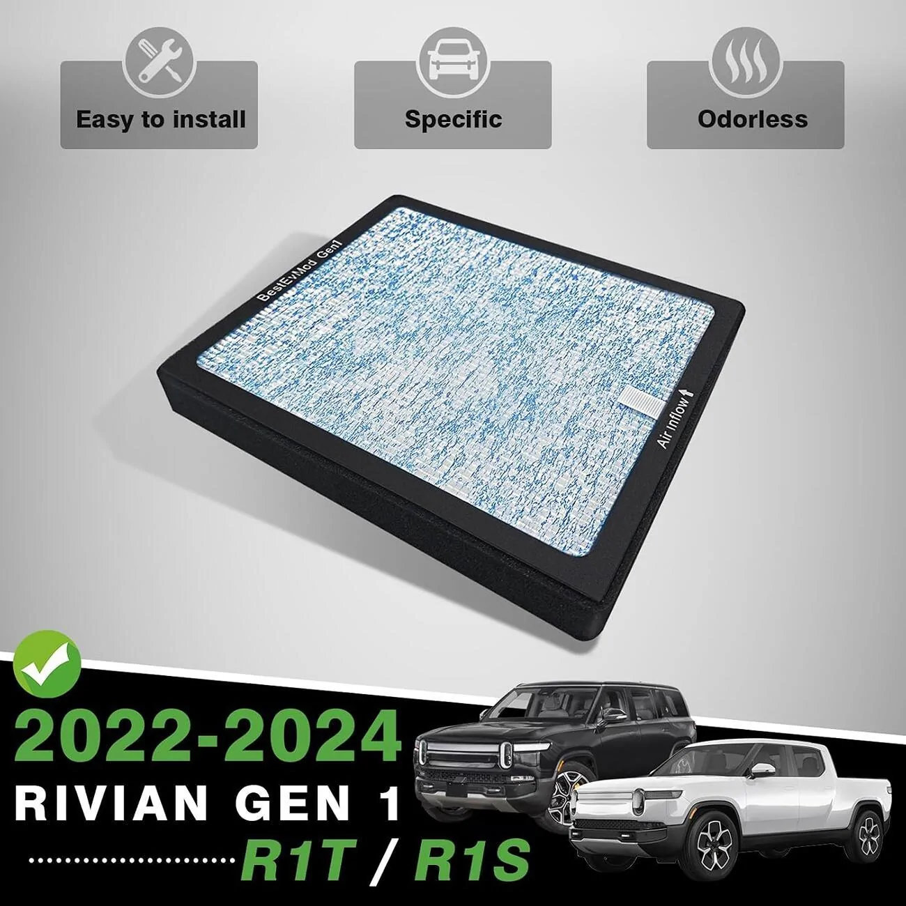 Rivian R1T R1S BestEvMod - HEPA H14 Air Filter for Rivian Gen 1 1736390877770-1r