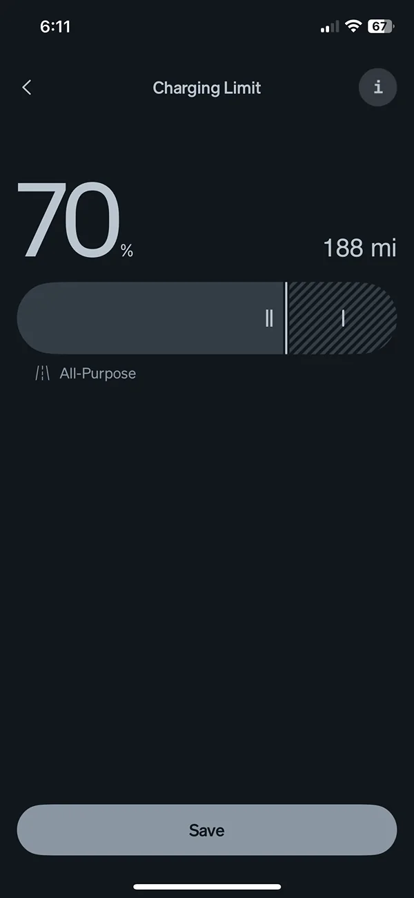 Rivian R1T R1S Miles at 70% charge  dropped with new update. 1736531645240-g0