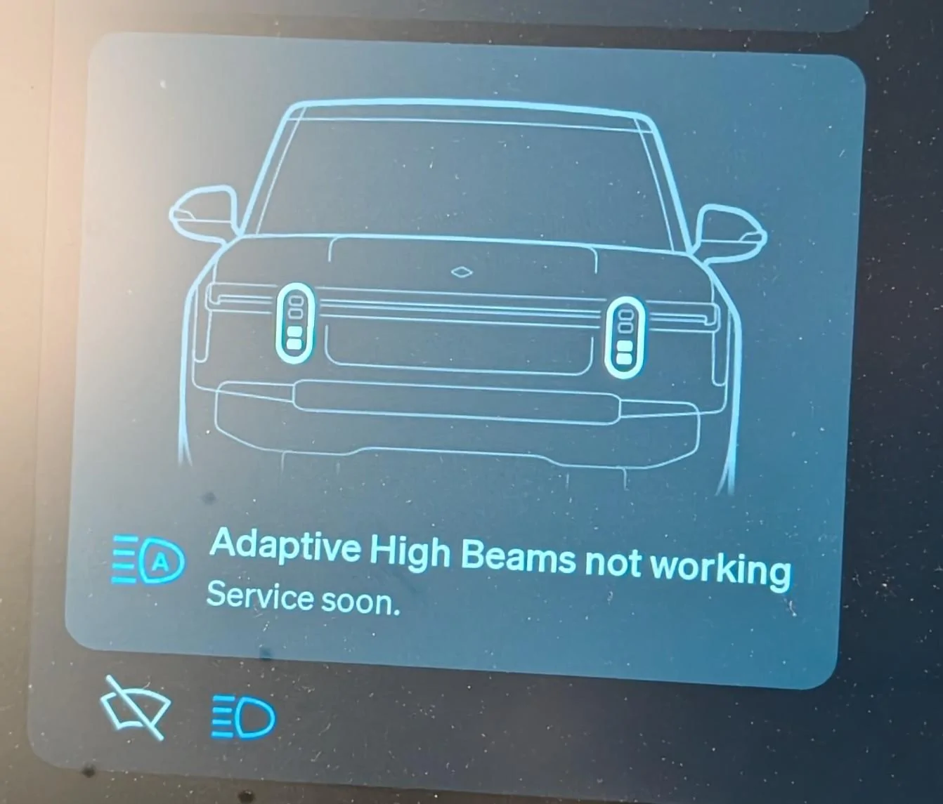 Rivian R1T R1S Adaptive High Beams not working message (update: fixed by hard reset) PXL_20250111_013543652