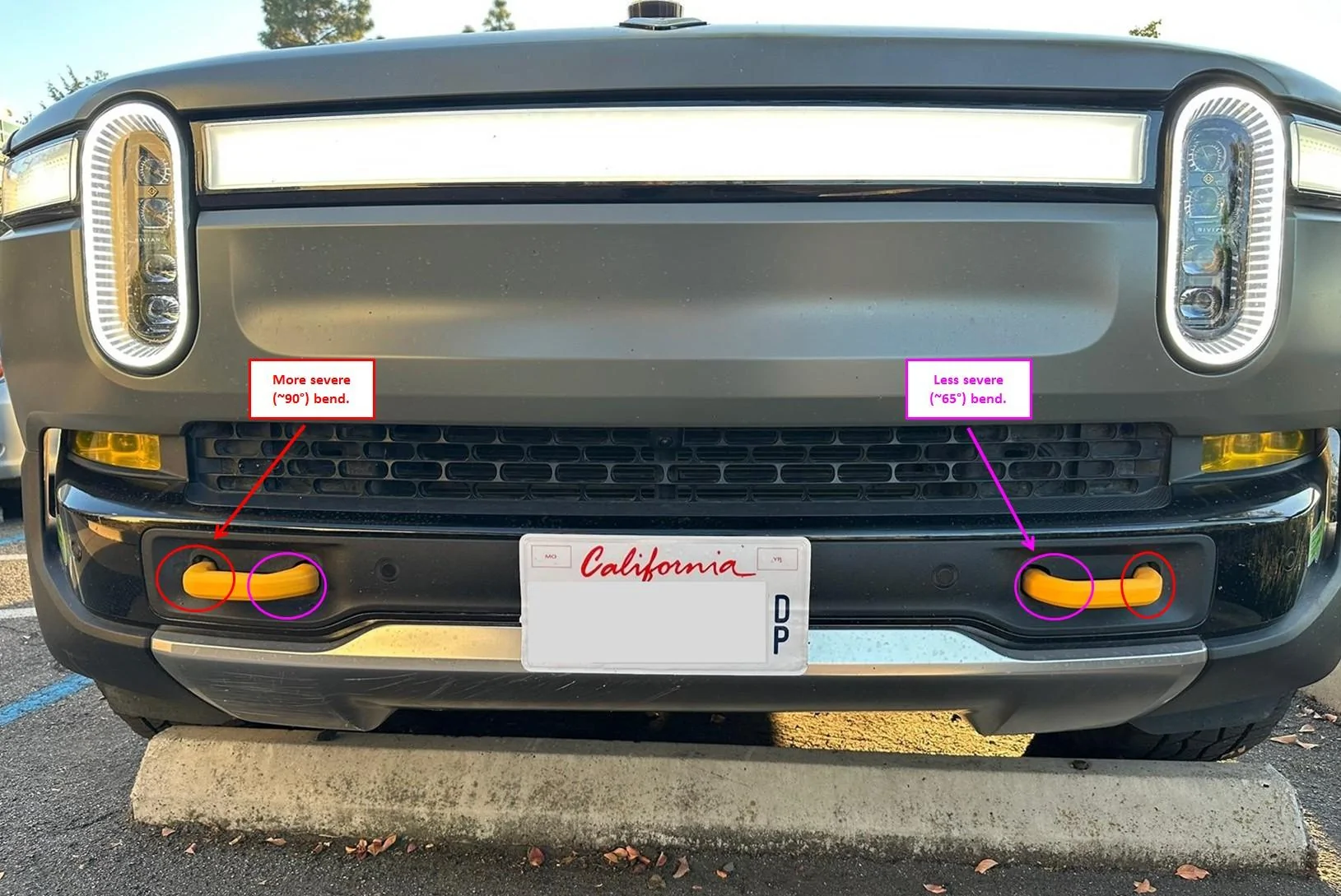 Rivian R1T R1S A Quick Look at Three 'Inexpensive' Silicone Tow Hook Covers Yellow Tow Hook Covers on Car