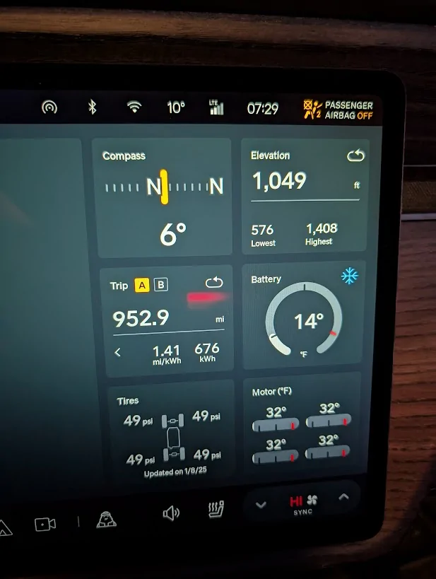 Rivian R1T R1S Battery temp of 15°F now appears to be where Rivian stops aggressively heating the battery 1736948232887-z6