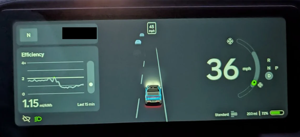 Rivian R1T R1S Battery temp of 15°F now appears to be where Rivian stops aggressively heating the battery 1736949332305-5j