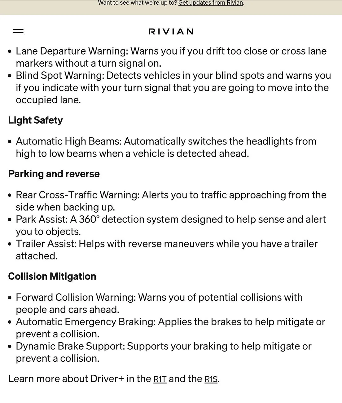 Rivian R1T R1S Emergency Automatic Braking won't stay off 1000029514