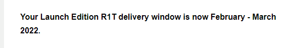 Rivian R1T R1S ? Rivian Delivery Window Survey Results [Data & Trend Analysis Added] 1638231110787