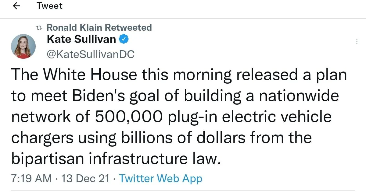 Rivian R1T R1S Breaking: White House releases plan to build nationwide network of 500,000 EV chargers screenshot_20211213-073818_twitter-jpg