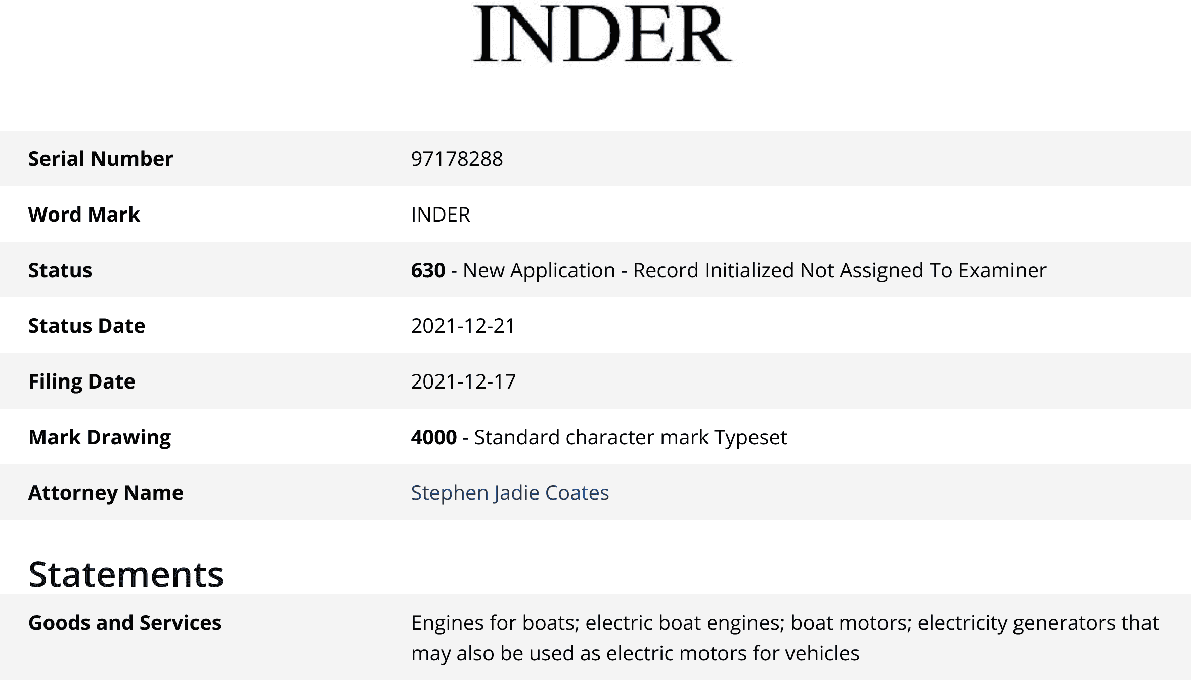 Rivian R1T R1S Rivian "INDER" - Trademark Details 1640299573079