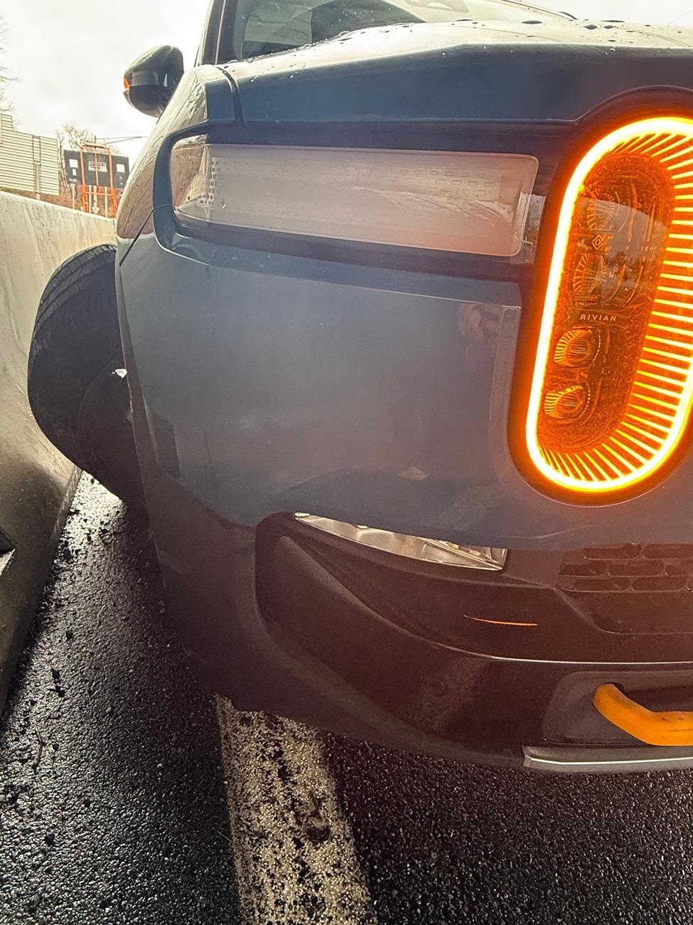 Rivian R1T R1S 2024 R1S totaled after hitting divider IMG_4384