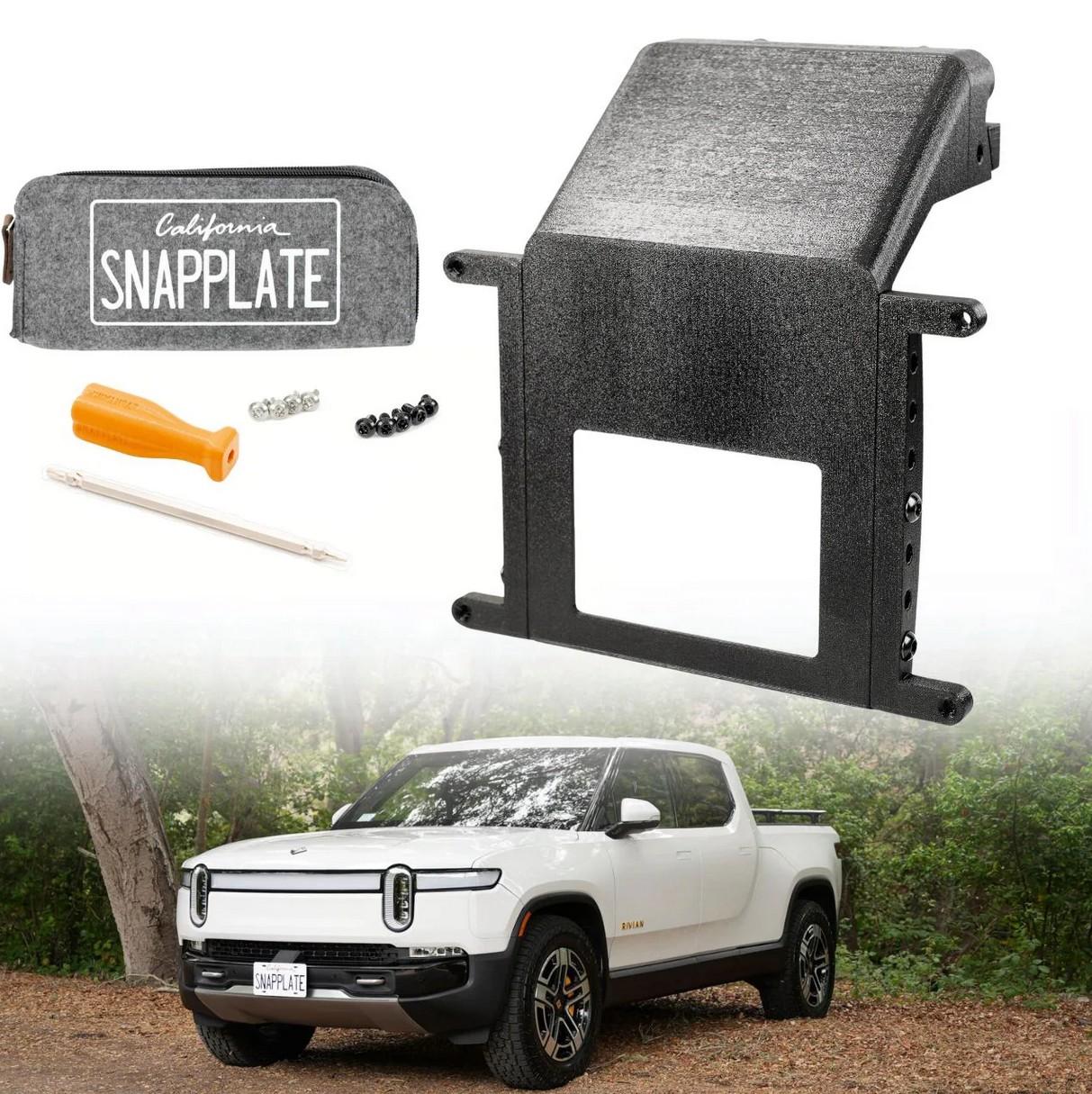 Rivian R1T R1S Front License Plate Mounting Options -- A Summary SnapPlate