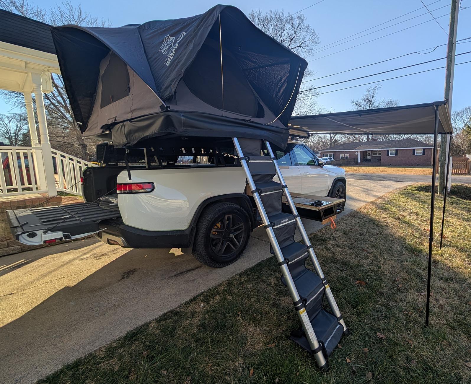 Rivian R1T R1S Sierra Rack System installed on R1T PXL_20250128_205830364
