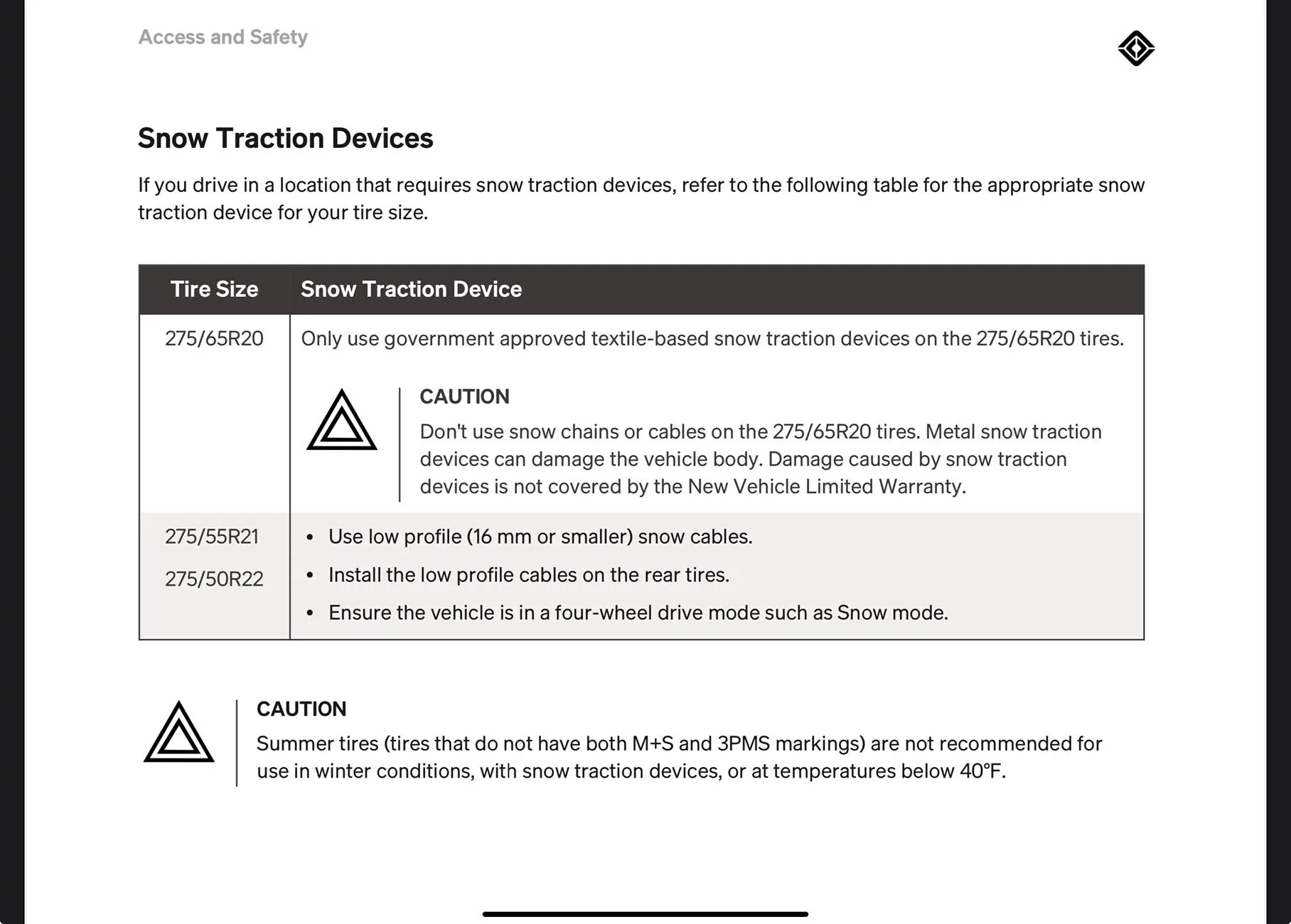 Rivian R1T R1S Tire snow chains or cables for R1T IMG_0196