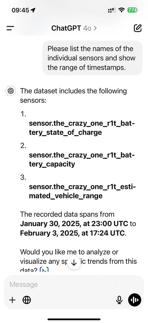 Rivian R1T R1S Analyze your Rivian's data with ChatGPT AI IMG_0480