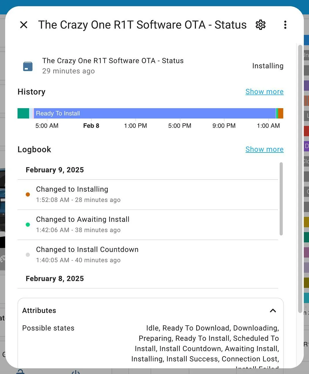 Rivian R1T R1S Installing HomeAssistant to capture Rivian API data - DIY How-to Screenshot 2025-02-08 at 5.21.10 PM