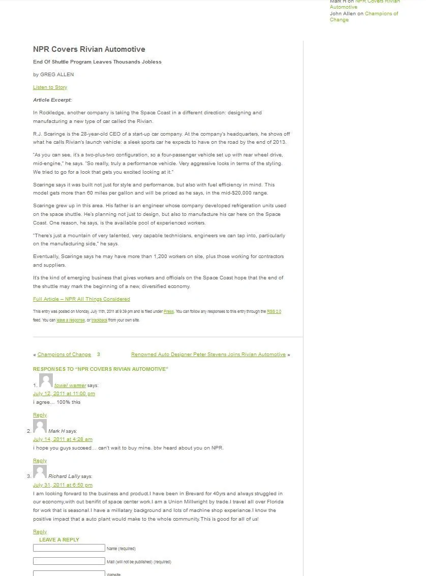 Rivian R1T R1S A History of Rivian (via its webpage) - Part 1 4