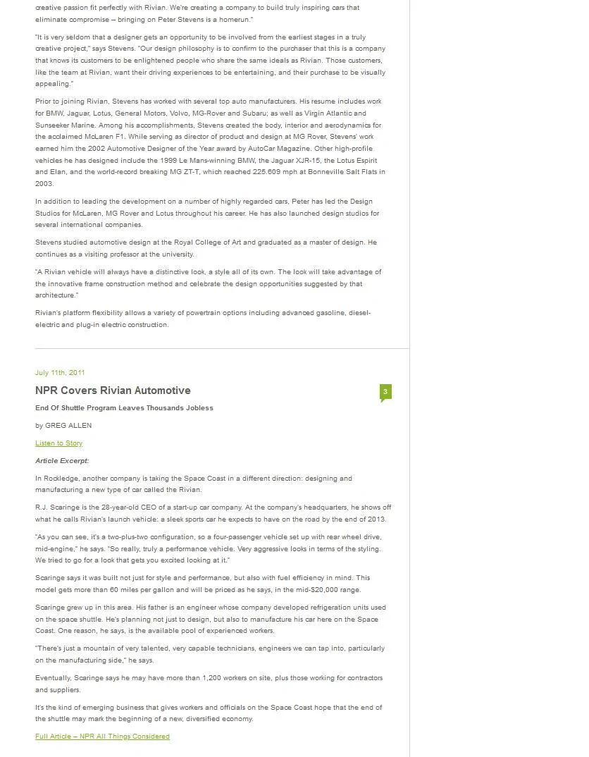 Rivian R1T R1S A History of Rivian (via its webpage) - Part 1 9