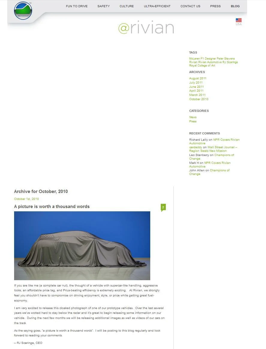 Rivian R1T R1S A History of Rivian (via its webpage) - Part 1 13