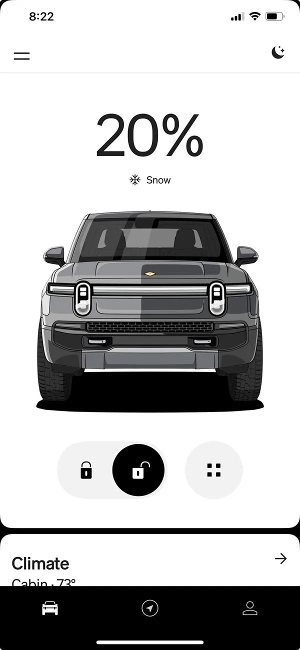 Rivian R1T R1S Anyone noticed latest update notification of lower range from cold ? iPhone display
