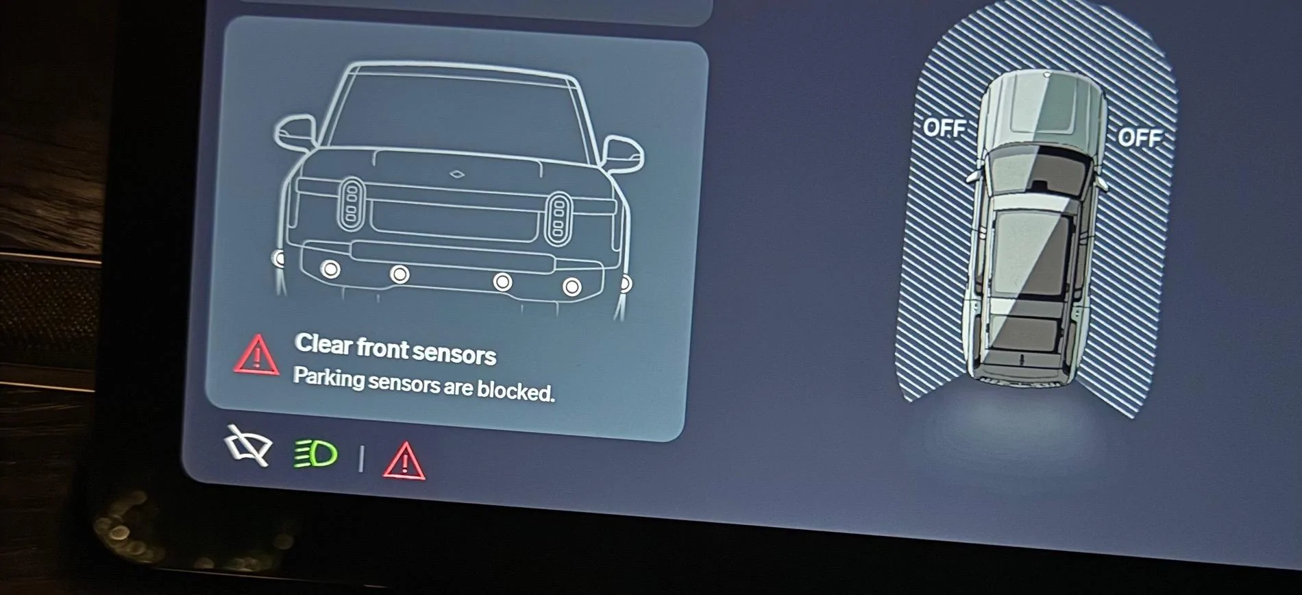 Rivian R1T R1S "Front sensors off" warning IMG_0032