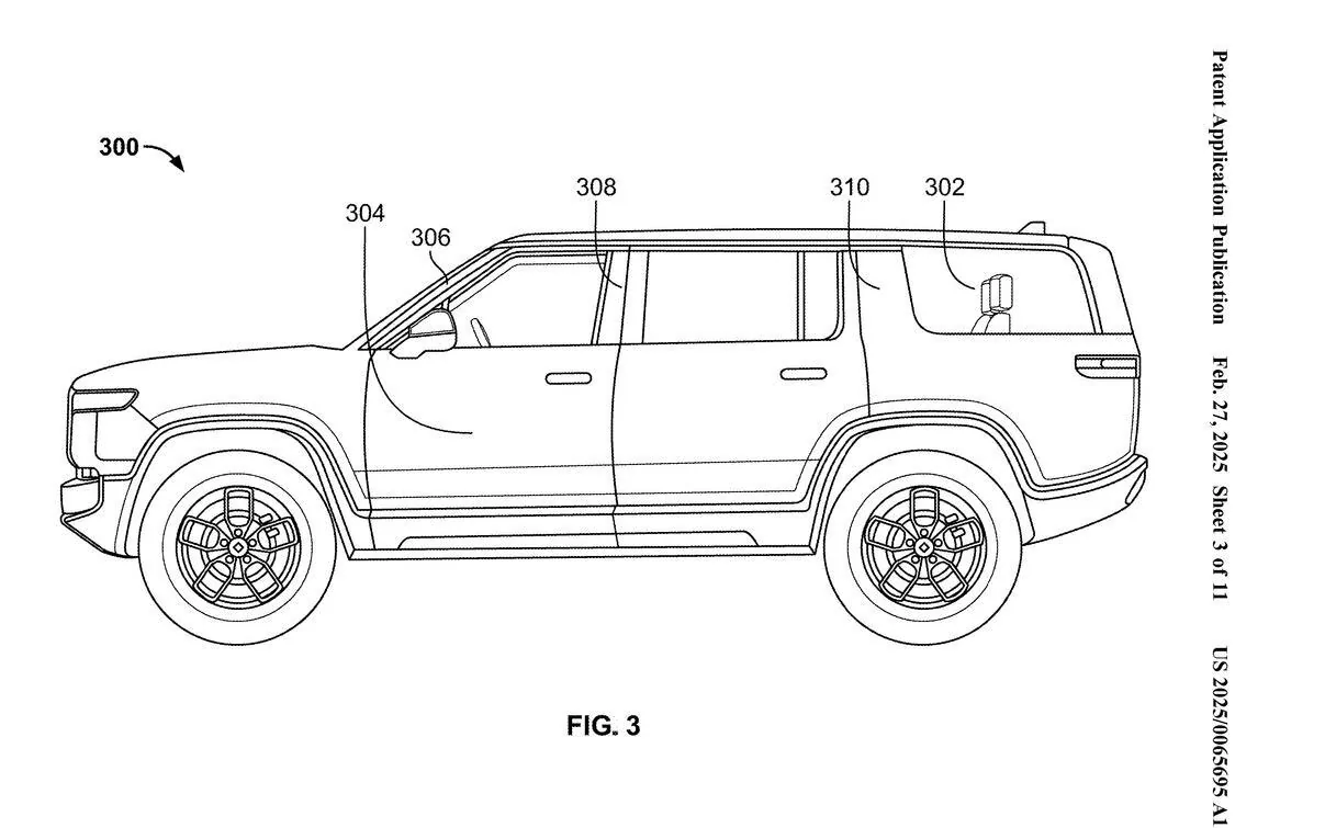 Rivian R1T R1S R2's Pop-Out Rear Quarter Windows may also be removable (patent) 1741097865107-j7