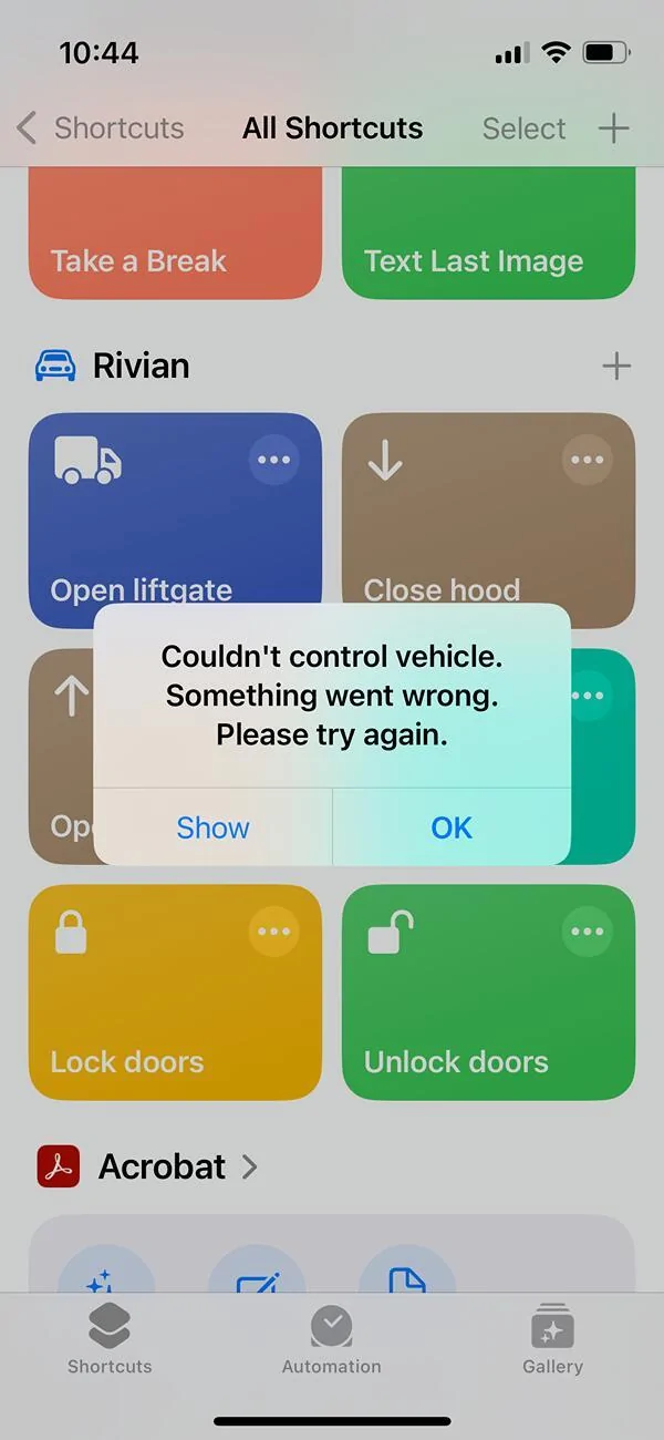 Rivian R1T R1S Has anyone else noticed Apple shortcuts no longer work? IMG_5900