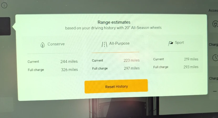 Rivian R1T R1S New update mileage for 20" 1000003129