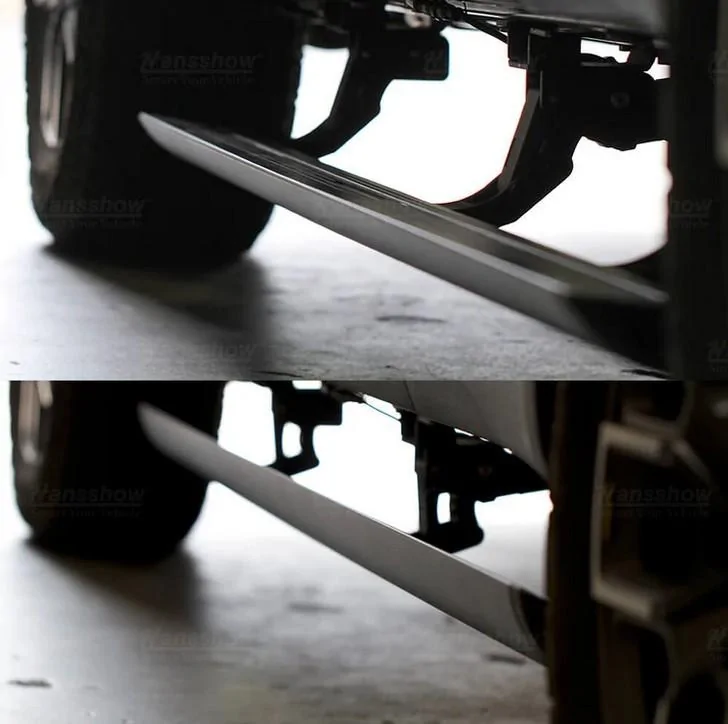 Rivian R1T R1S Initial Comparison of Running Boards and Rock Sliders Hansshow Retractable RB - 1