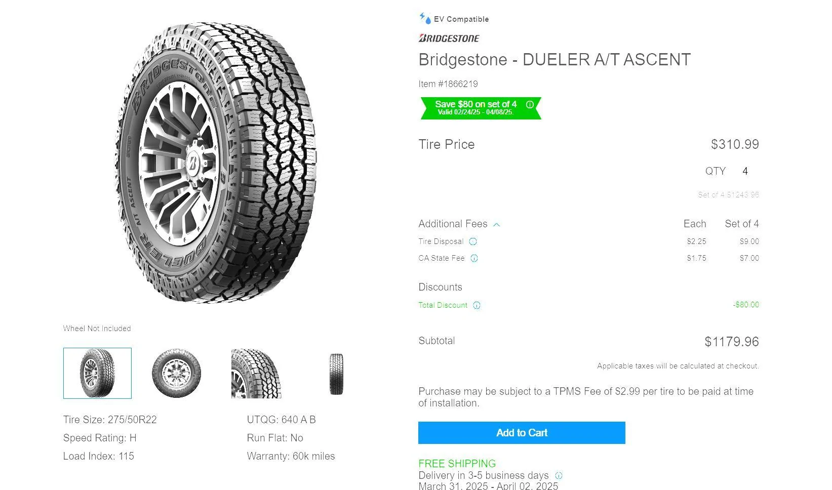 Rivian R1T R1S 22" replacement tire feedback please - Bridgestone Dueler A/T ASCENT 1743027284963-cs