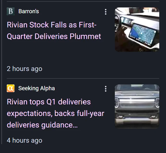 Rivian R1T R1S Q1 2025 Rivian Production & Delivery Figures: 14,611 Produced / 8,640 Delivered 1743610216596-9g