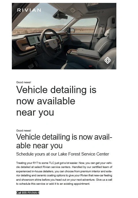 Rivian R1T R1S Rivian Service Centers Now Offering Detailing Captur