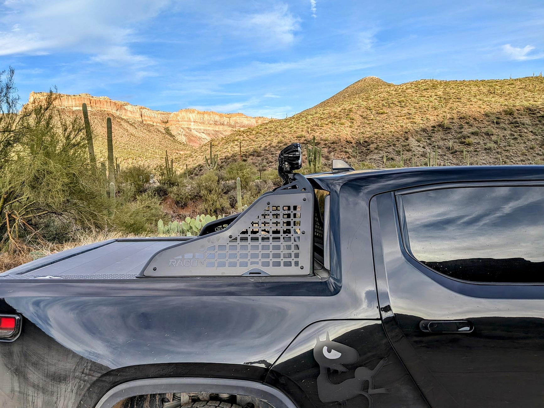 Rivian R1T R1S Rago EV Chase Rack installed on R1T PXL_20250401_003527288~2