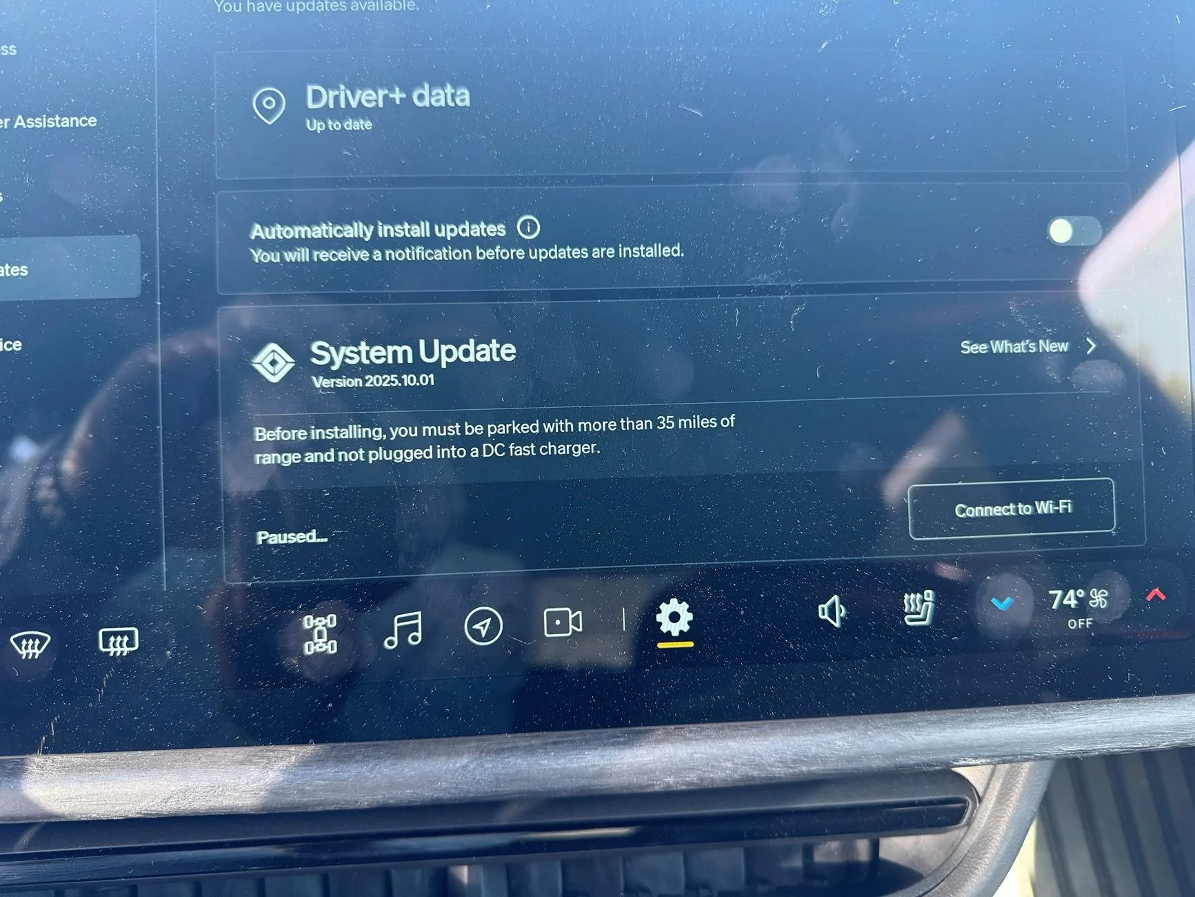 Rivian R1T R1S 2025.10 Update Now Installing update screen